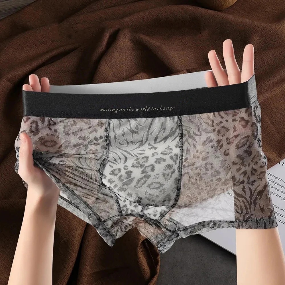 Sheer Leopard Print Boxer Briefs