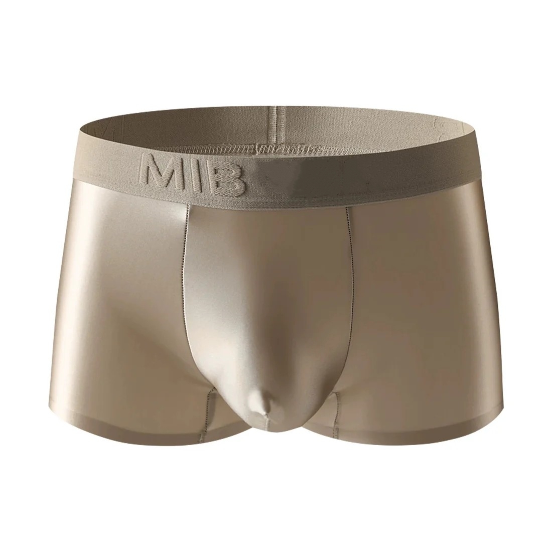 Satin Finish Boxer Briefs with Elastic Waistband and Seamless Design