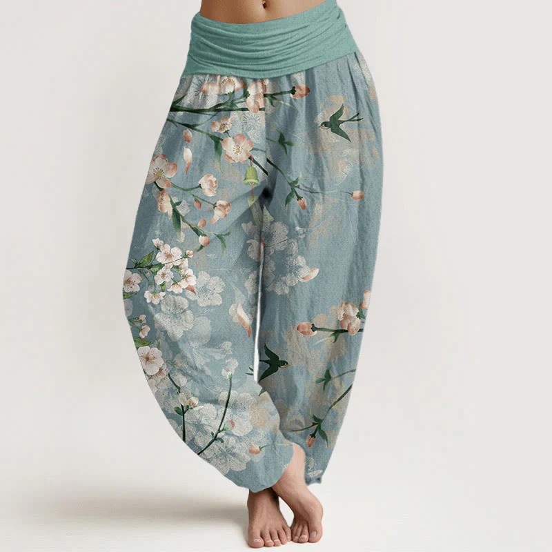 High Waist Loose Floral Print Harem Pants