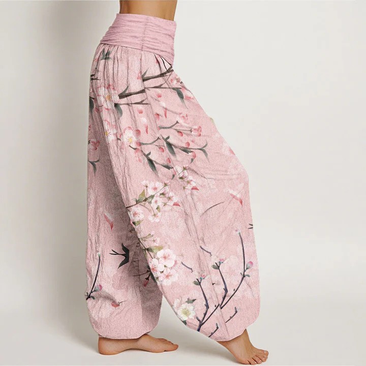 High Waist Loose Floral Print Harem Pants