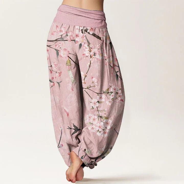 High Waist Loose Floral Print Harem Pants