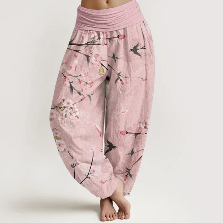 High Waist Loose Floral Print Harem Pants