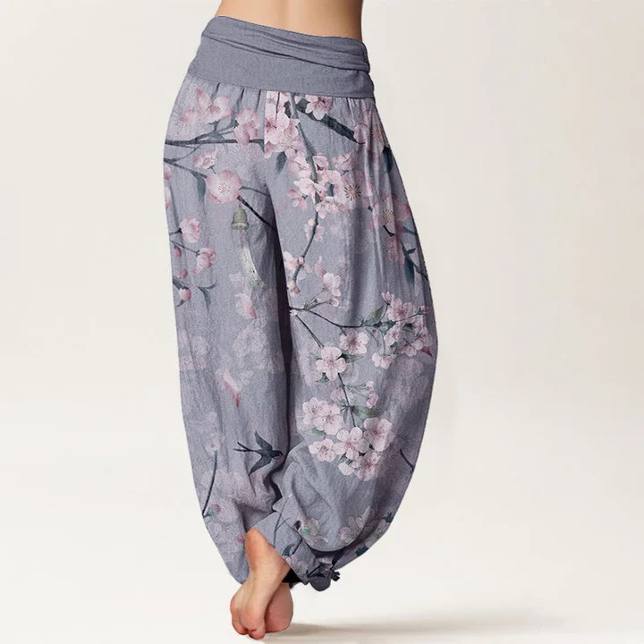 High Waist Loose Floral Print Harem Pants