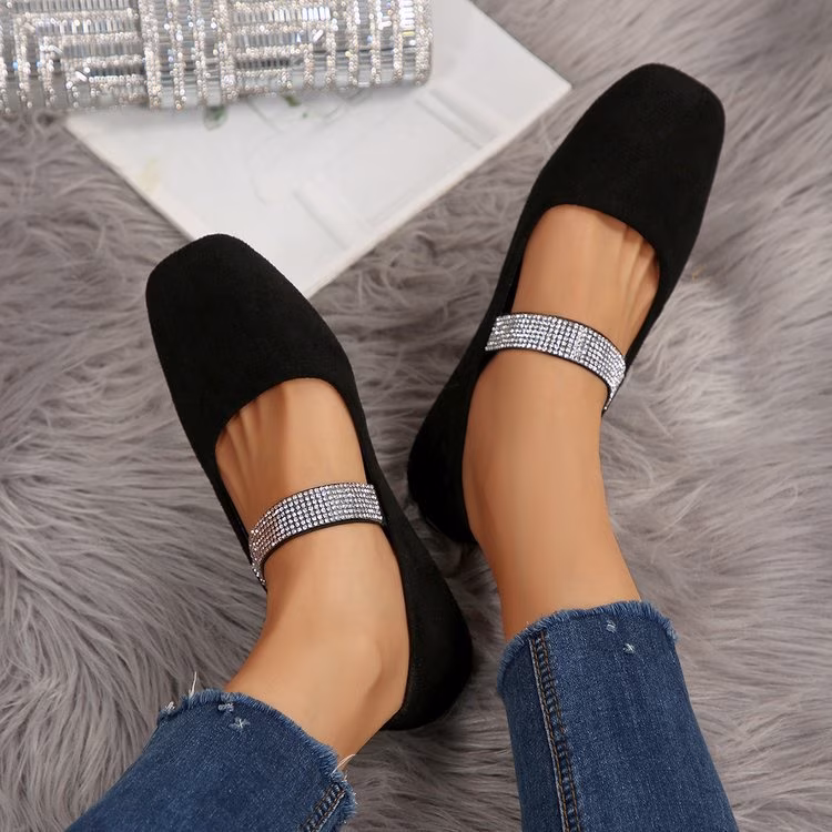 2026 new french square toe     ballet shoes black single shoes versatile   work shoes soft sole lightweight casual flats women shoes Product details 10