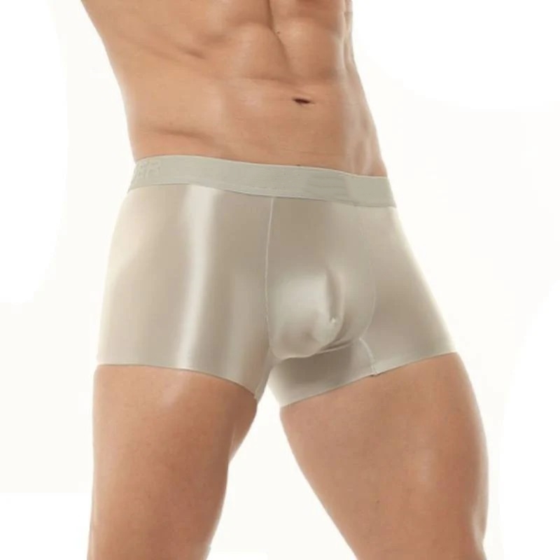 Satin Finish Boxer Briefs with Elastic Waistband and Seamless Design