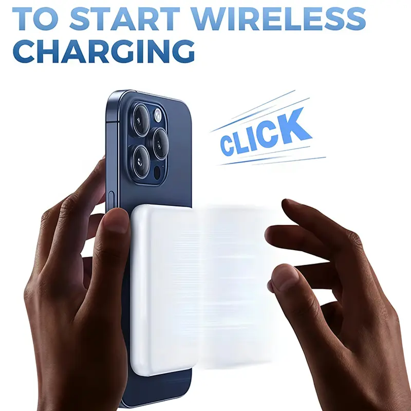 [Power Outage Survival]5000mAh Magnetic Power Bank MagSafe Wireless Fast Charger for iPhone 12–17 Pro/Pro Max, Compact Portable Battery Pack