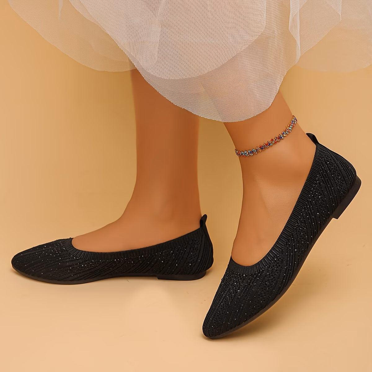 womens fashion multi style pointed toe flats embellished knit design elegant trendy shoes for daily wear   work casual   social   must have for fashion   women women shoes Product details 2