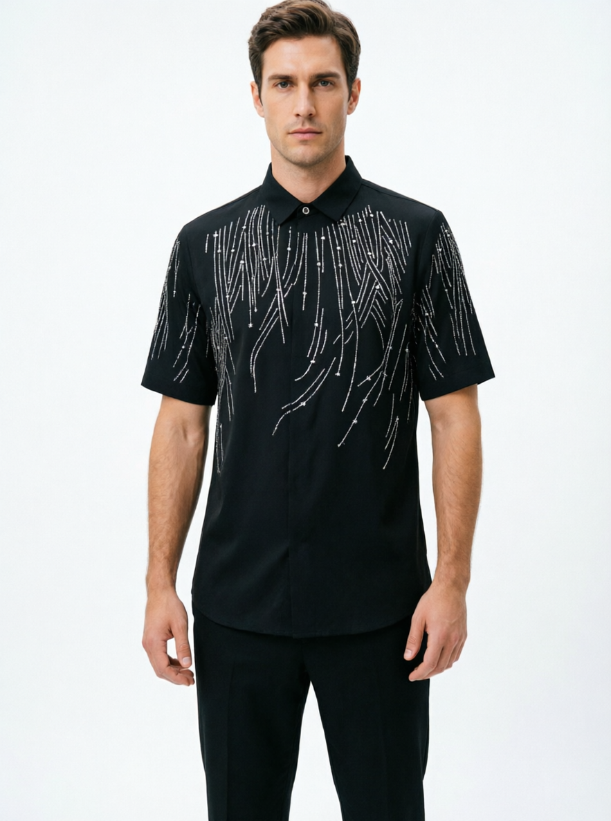Midnight Raindrop Rhinestone Shirt