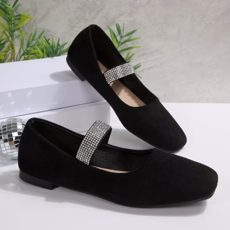 2026 new french square toe     ballet shoes black single shoes versatile   work shoes soft sole lightweight casual flats women shoes Product details 6