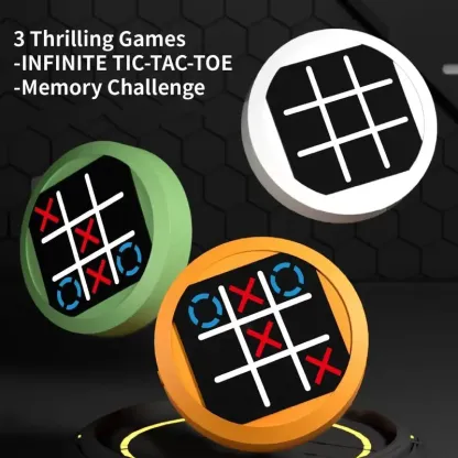 4 in 1 Electronic Tic Tac Toe Game, Portable Handheld Puzzle Game Console, Travel Games for Kids & Adults, Educational and Memory Growth Board Games