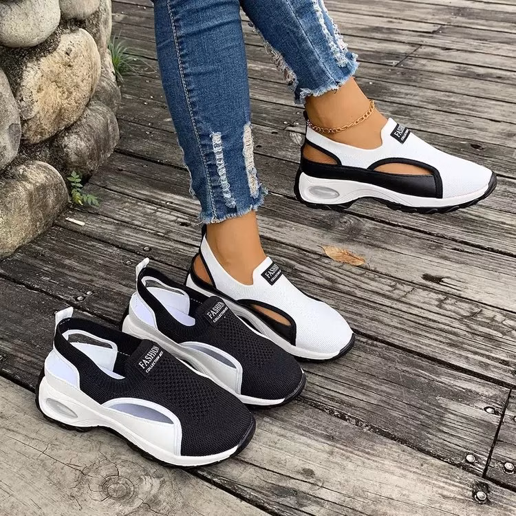 2026 fashion woven womens shoes wedge sandals for women breathable mesh sneakers mesh summer casual soft sole thick sole sports sandals womens outdoor jogging daily breathable mesh women shoes Product details 5