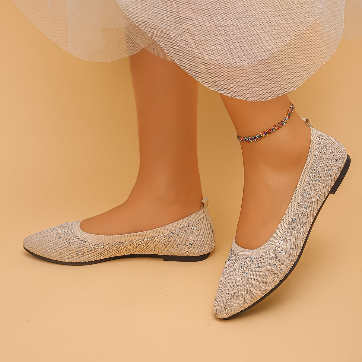 womens fashion multi style pointed toe flats embellished knit design elegant trendy shoes for daily wear   work casual   social   must have for fashion   women women shoes Product details 1