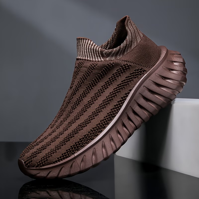 Knit Slip On Sock Sneakers With Textured Sole