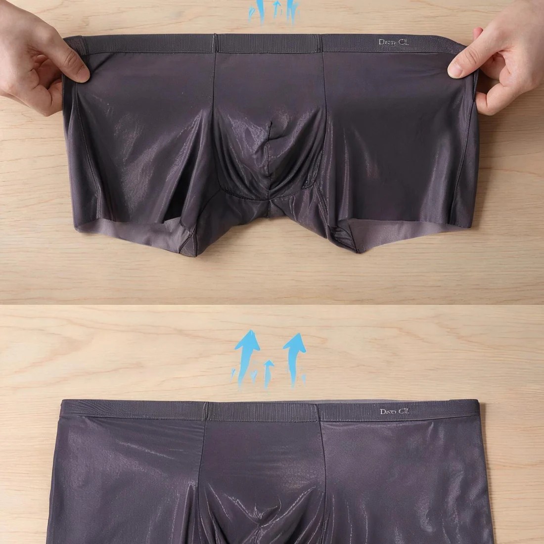 Ice Silk Boxer Briefs with Glossy Finish and Mesh Pouch Design