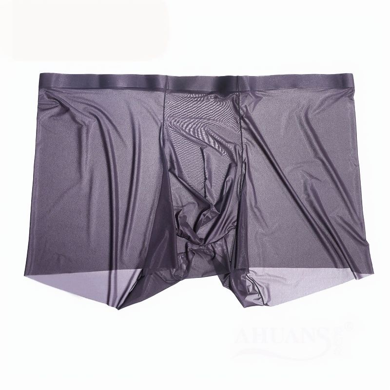Ice Silk Boxer Briefs with Glossy Finish and Mesh Pouch Design