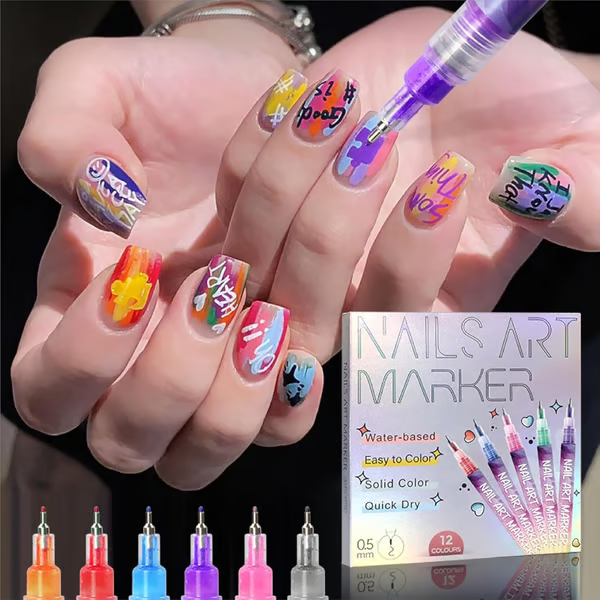 🔥LAST DAY 49% OFF -Deals for you days！-🎨12 Colors Nail Art Pens Set✨(Teen & Beginner Friendly)