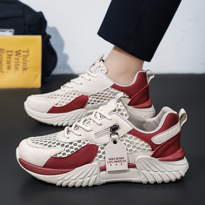 Breathable Mesh Zip-Up Casual Sneakers for Men