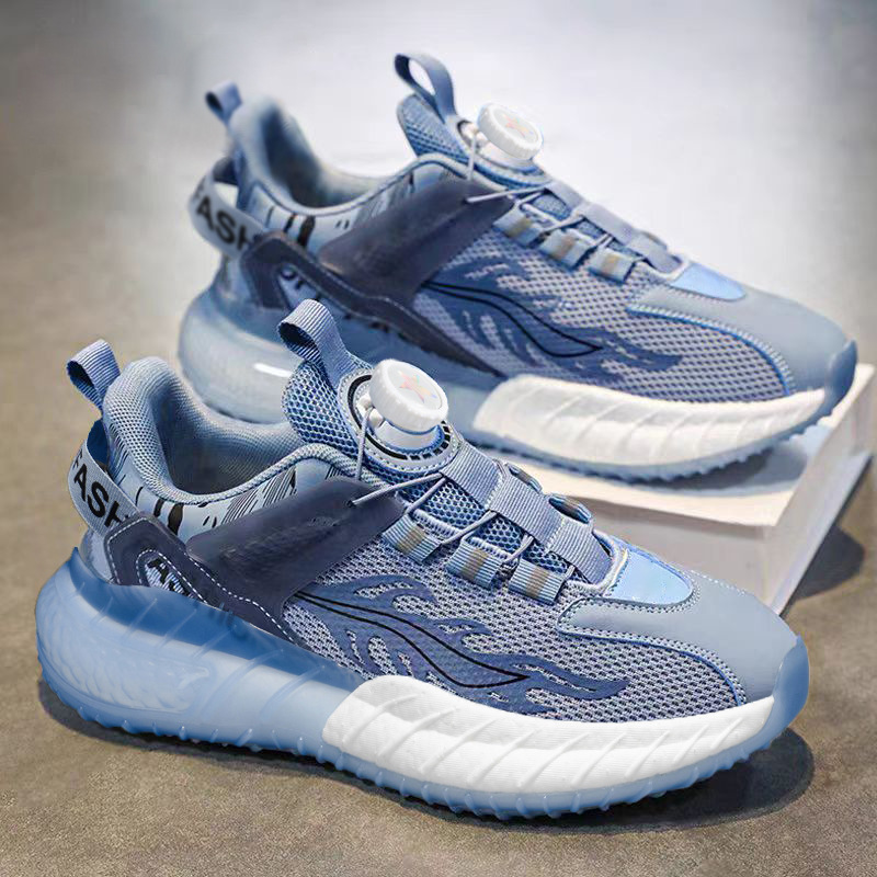 Rotary Knob Flame-Print Athletic Sneakers for Men