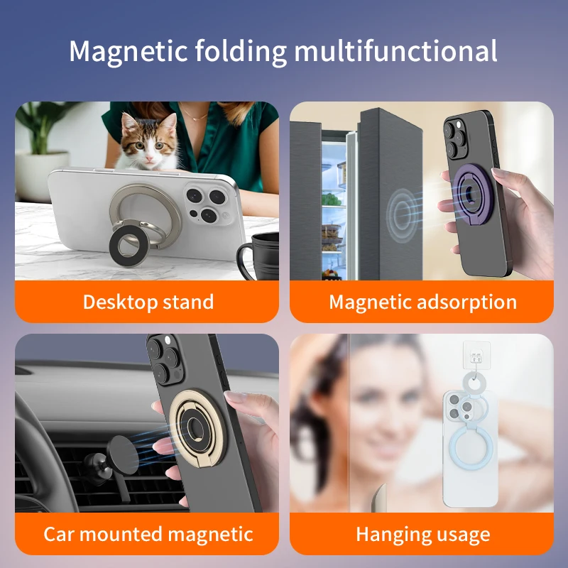 NEW Double-Sided Magnetic Phone Stand Ring Holder Kickstand Magnet Grip For Magsafe iPhone 16 15 14 13 12 Pro Max Gym Car Holder