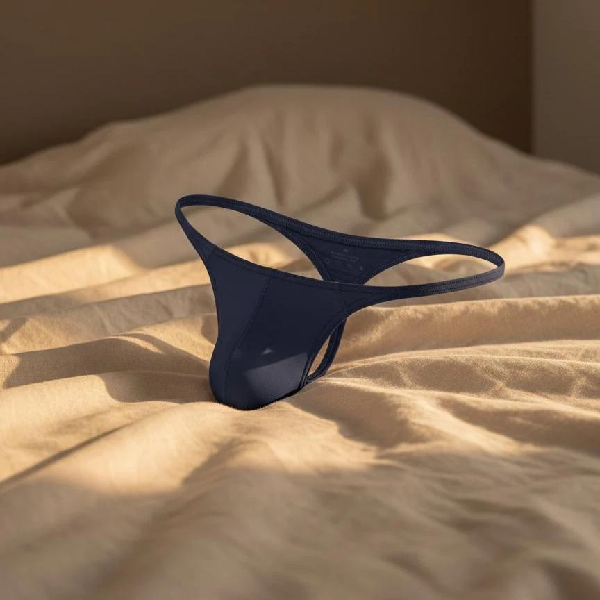 Low Rise Seamless Thong with U Contour Pouch and Wide Elastic Waistband