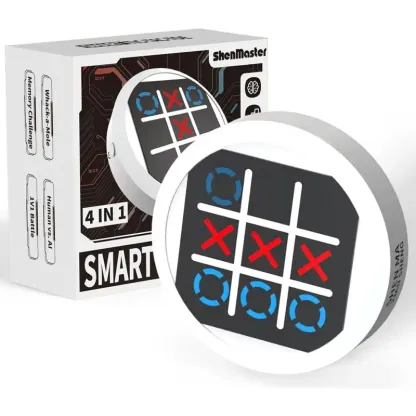 4 in 1 Electronic Tic Tac Toe Game, Portable Handheld Puzzle Game Console, Travel Games for Kids & Adults, Educational and Memory Growth Board Games