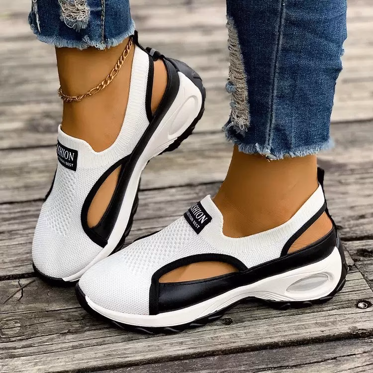 2026 fashion woven womens shoes wedge sandals for women breathable mesh sneakers mesh summer casual soft sole thick sole sports sandals womens outdoor jogging daily breathable mesh women shoes Product details 3