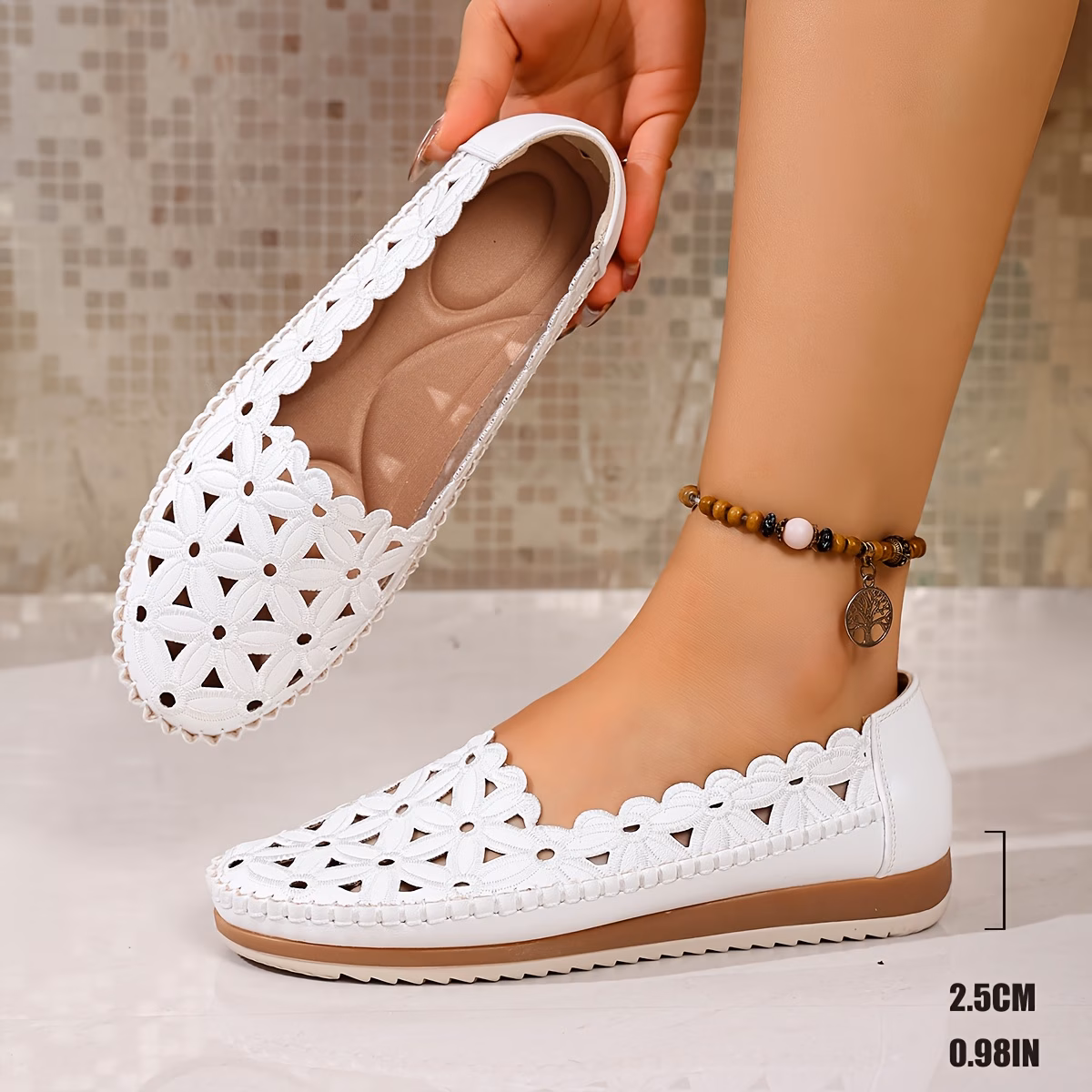 plus size hollow out design lightweight two   sole womens flat shoes women shoes Product details 12