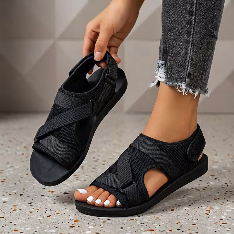womens mesh breathable summer sports sandals with webbing and decoration casual fashion versatile vacation beach   lightweight casual round toe soft sole comfortable slippers women shoes Product details 5