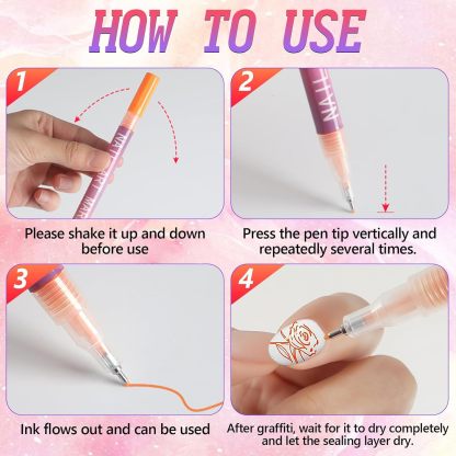 12 Colors Nail Art Pens Set, Nail Art Markers for Gel Nails, Drawing Painting Point Liner Acrylic Painted Pen Kit, Waterproof and Quick-drying Nail for DIY Nails Art Design Manicure Tools