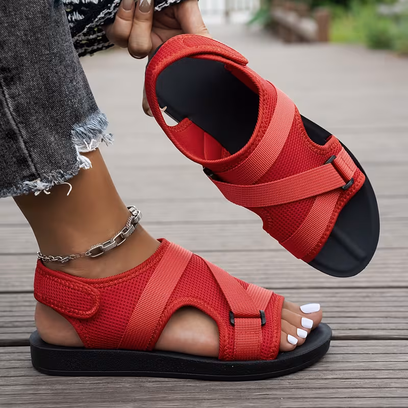 womens mesh breathable summer sports sandals with webbing and decoration casual fashion versatile vacation beach   lightweight casual round toe soft sole comfortable slippers women shoes Product details 7