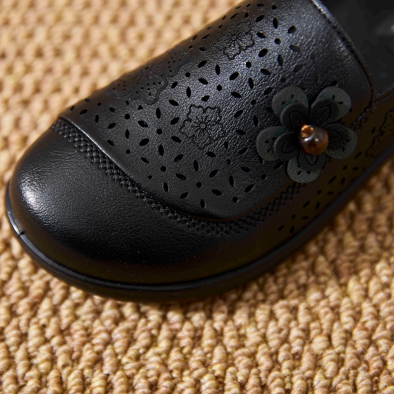 Floral Embellished Perforated Slip-On Loafers with Soft Cushioned Sole