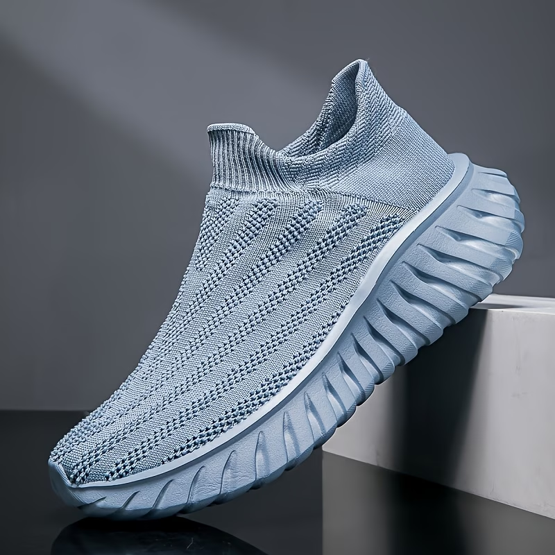 Knit Slip On Sock Sneakers With Textured Sole