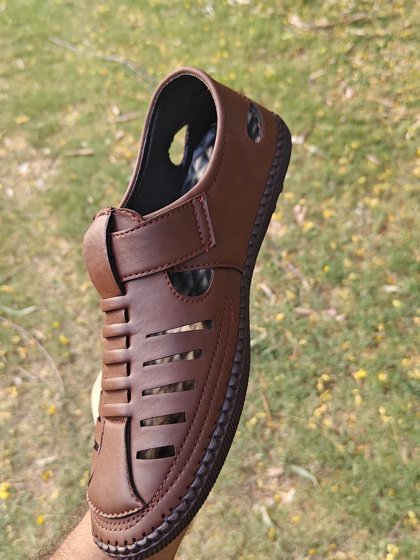 Genuine Leather Sandals with Adjustable Strap