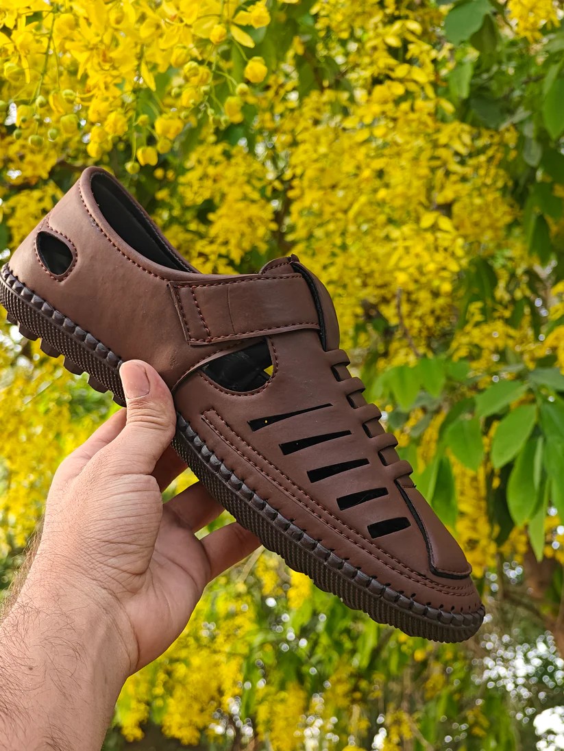 Genuine Leather Sandals with Adjustable Strap