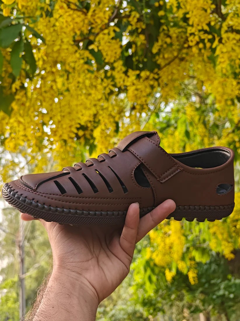 Genuine Leather Sandals with Adjustable Strap
