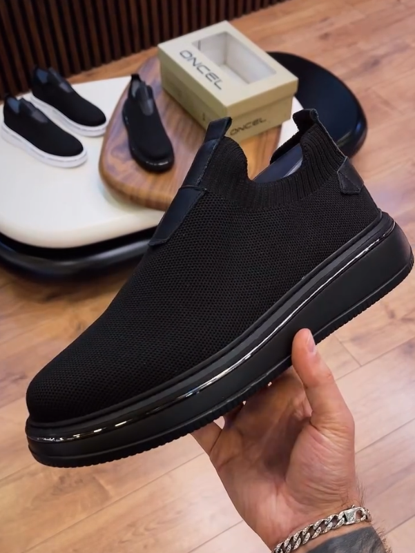 UrbanFlex All-Black Knit Slip-Ons