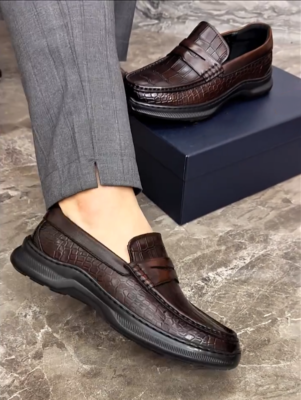 CrocEmboss Leather Loafer