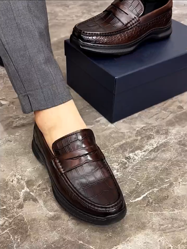 CrocEmboss Leather Loafer