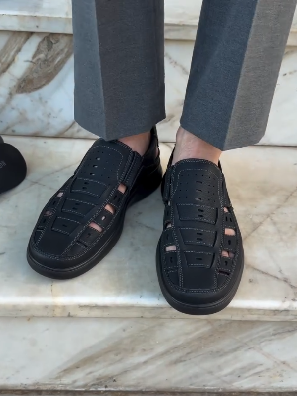 Breathable Leather Slip-On Sandal