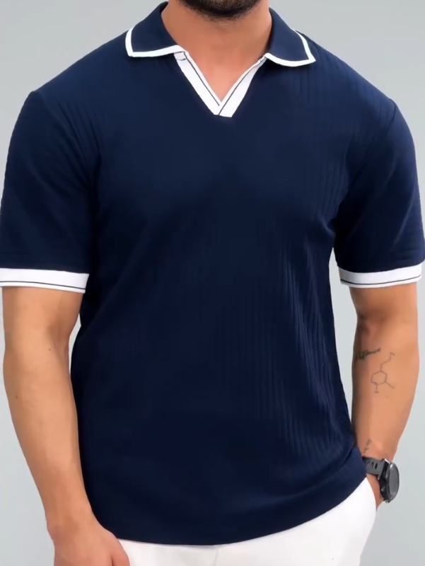 Elevated Ribbed Polo Modern Fit Timeless Detail
