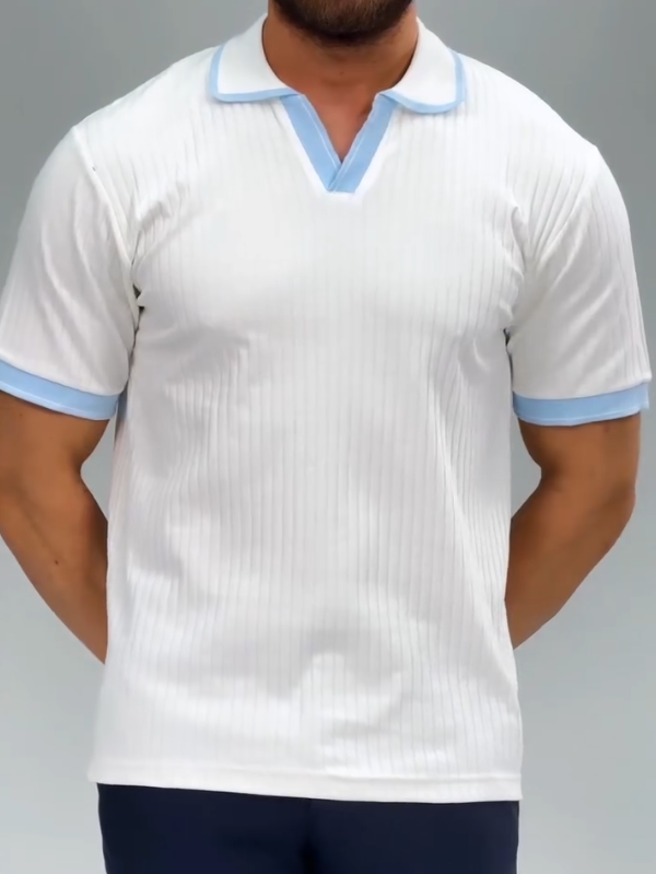 Elevated Ribbed Polo Modern Fit Timeless Detail