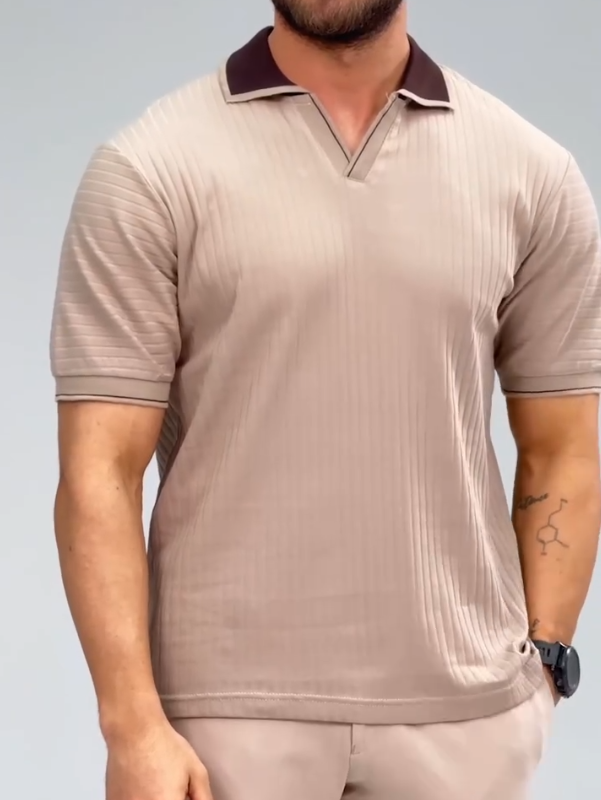 Elevated Ribbed Polo Modern Fit Timeless Detail