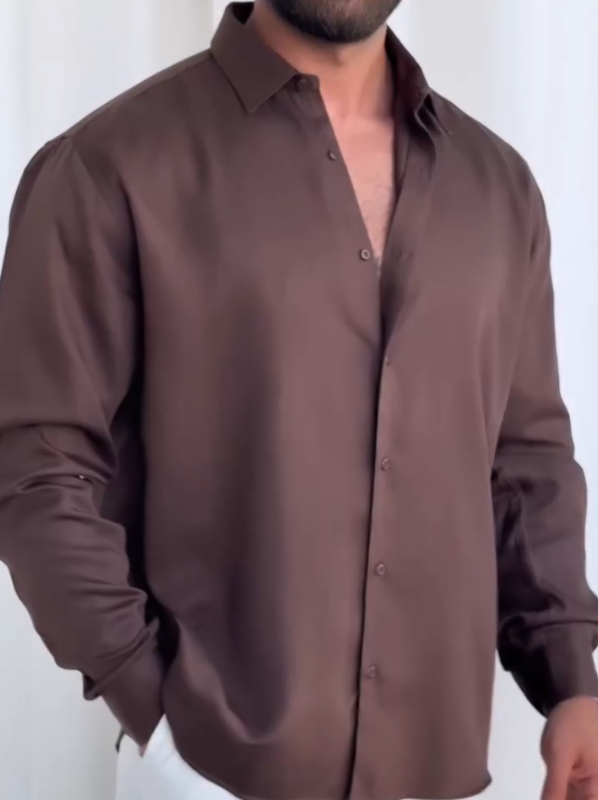 Luxury Silk Long Sleeve Shirt Modern Tailored Fit