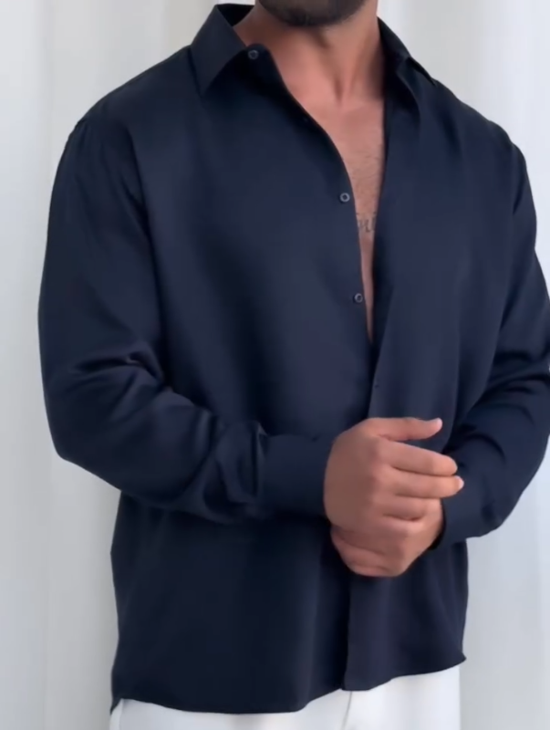 Luxury Silk Long Sleeve Shirt Modern Tailored Fit