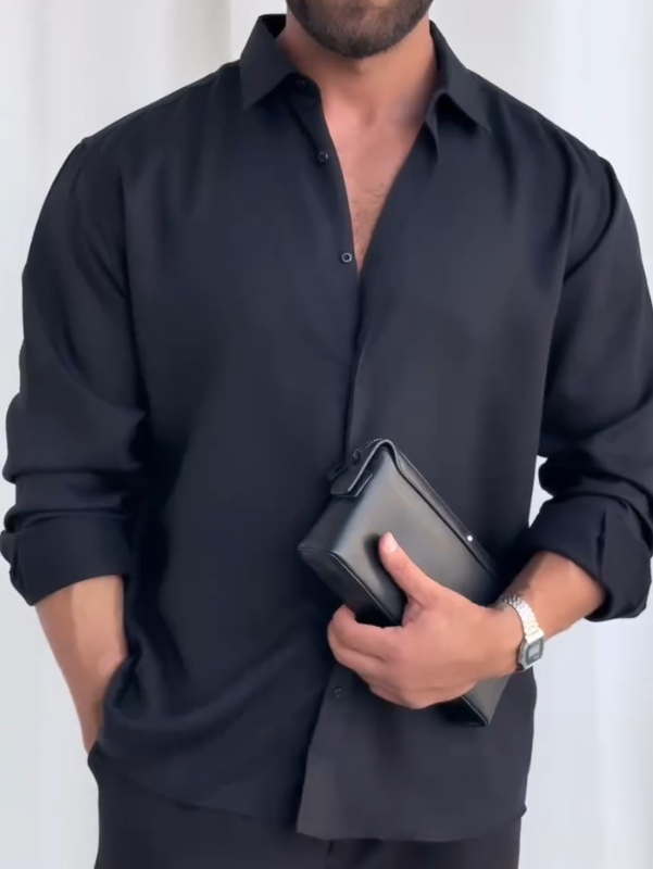 Luxury Silk Long Sleeve Shirt Modern Tailored Fit