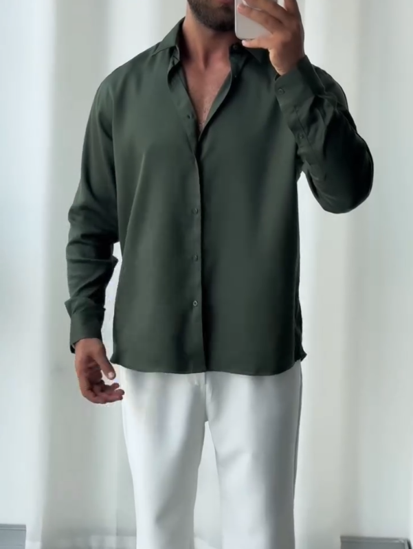 Luxury Silk Long Sleeve Shirt Modern Tailored Fit