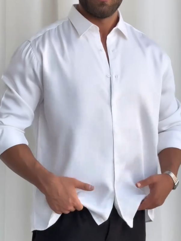 Luxury Silk Long Sleeve Shirt Modern Tailored Fit