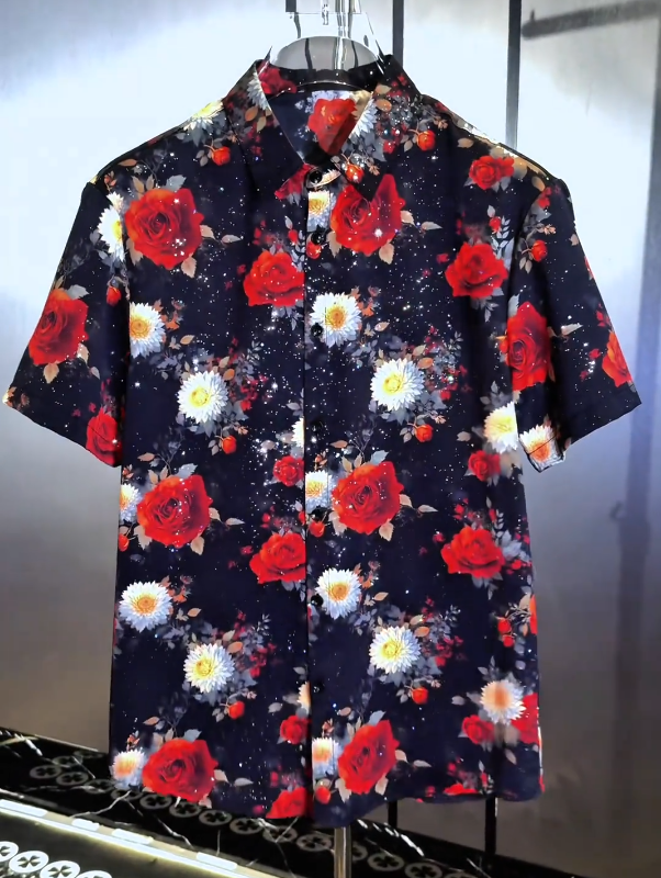 Midnight Garden Short Sleeve Shirt Bold Floral Print