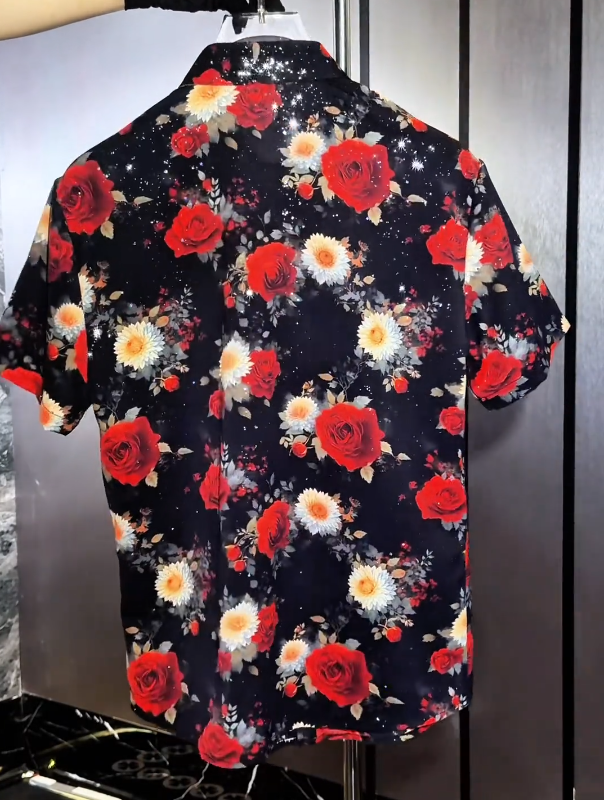 Midnight Garden Short Sleeve Shirt Bold Floral Print