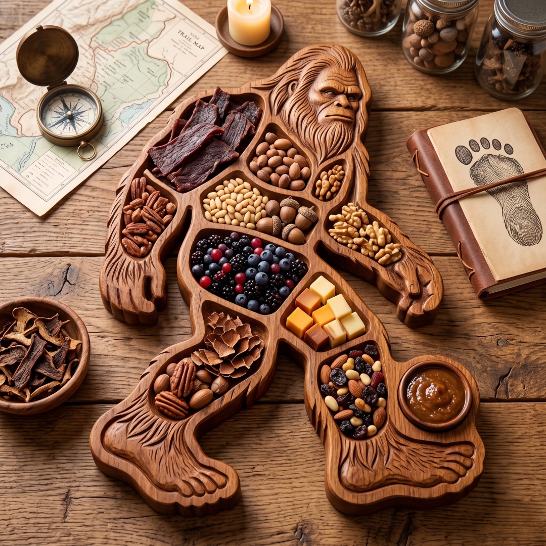 🦍 Bigfoot Sasquatch Shaped Wooden Divided Charcuterie
